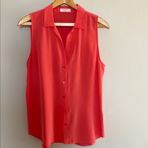 Equipment Sleeveless Coral Silk Blouse